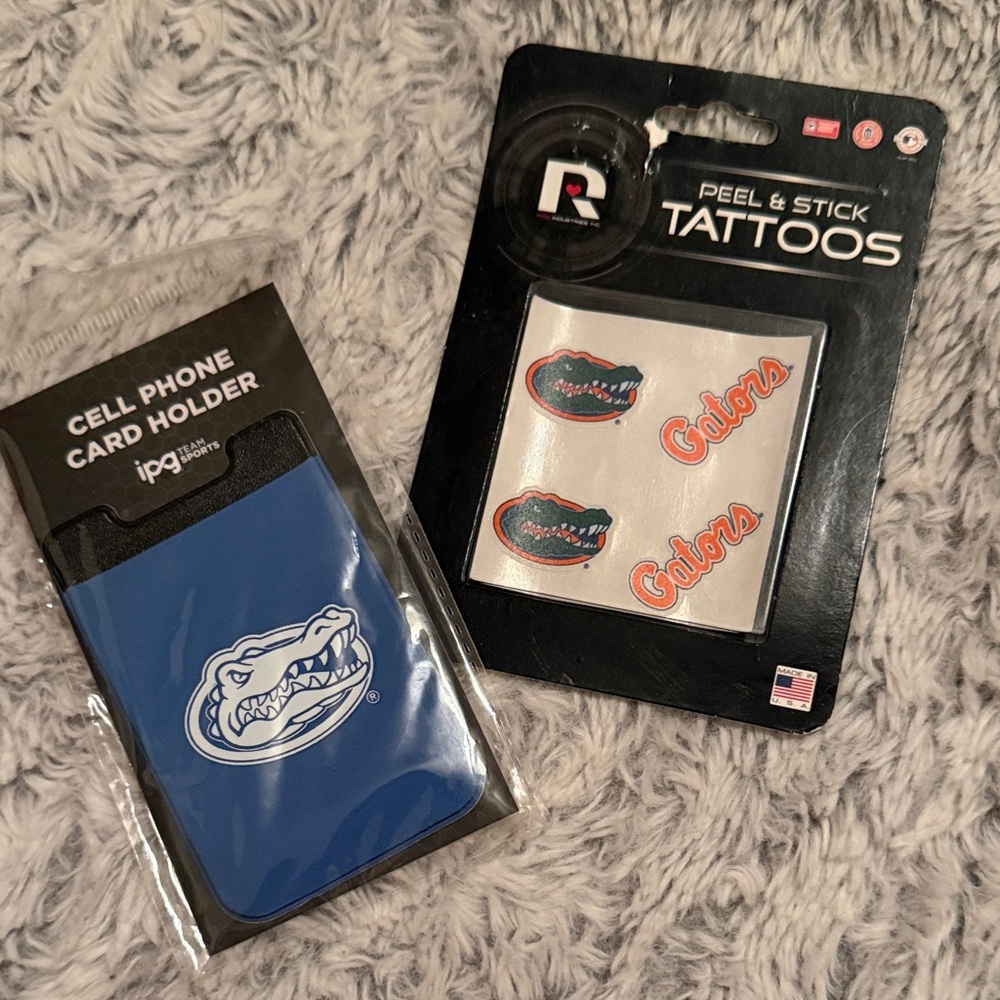 Florida Gators Blue Cell Phone Card Holder & Peel and Stick Tattoos NEW